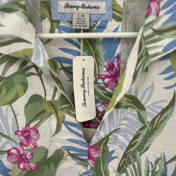 Tommy Bahama Gulf Shore Floral Belted Seersucker Dress Size L - Picture 5 of 10